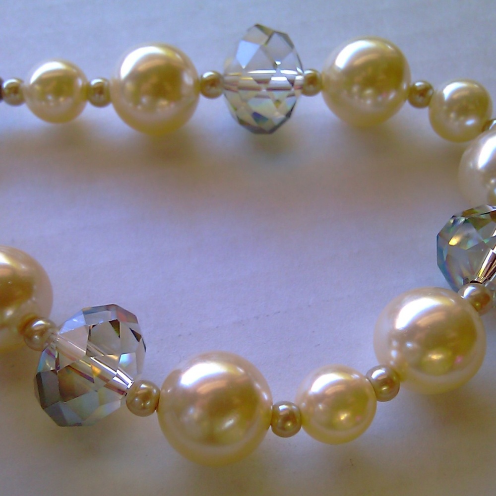 Crystal Bracelets Pearl Beaded Bracelet Chunky - Picture 7 of 8